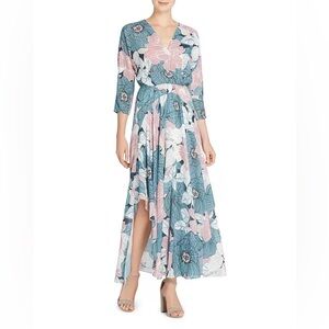 Catherine Malandrino Blue and Pink Floral Maxi Dress